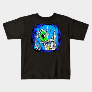 Weird Demon Girl Blue Kids T-Shirt